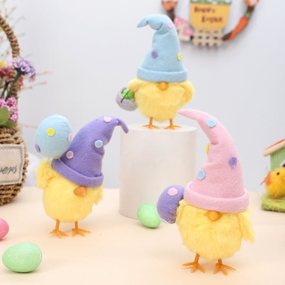 Uscallm 2Pcs Easter Decorations Resurrected Chicken Dolls Holiday Tabletop Props Festive Home Decor Window Display Spring Decor
