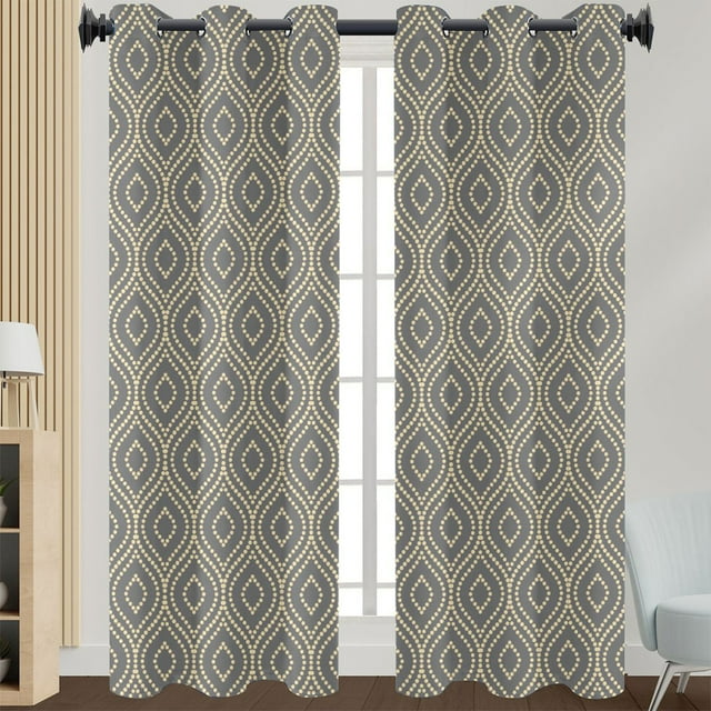 Innerwin Curtain Floral Window Drape Blackout Eyelet Top Panel Grommet Modern Home Decor Light Filtering Style 5 W:43"x H:63"