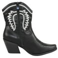 thumbnail image 3 of Forever Women Ankle Western Boots Stacked Block Heels Stitched Cowgirl Cowboy Booties Pointed Toe Side Zipper CEREEK-02 Black 8, 3 of 3