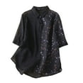 thumbnail image 3 of Pompotops Chemise Boutonnée Décontractée à Imprimé pour Femme à Manches Longues à Col à Revers Haut/chemise Liquidation, 3 of 7