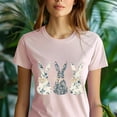 thumbnail image 5 of Floral Blue Bunny T-Shirt Cute Bow Crewneck, Trendy Bunny Women's T-Shirt, Gift for Her, Black, Size 5XL, 5 of 6
