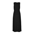 thumbnail image 3 of Women's Casual Tennis Dress for Everyday Wear Mid Length Sleeveless Ribbed Crew Neck Vest Split With Cut Out Detailing Black S, 3 of 8