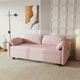 thumbnail image 4 of Luxurious Velvet Retractable Sofa Bed, Comfortable Soft Padded Folding Ear Armrests, Pink, 4 of 5