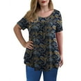 thumbnail image 2 of asddcavvf Blouse pour Femmes Hauts Grande Taille Manches Courtes Plis Chemises Imprimé Floral, 2 of 5