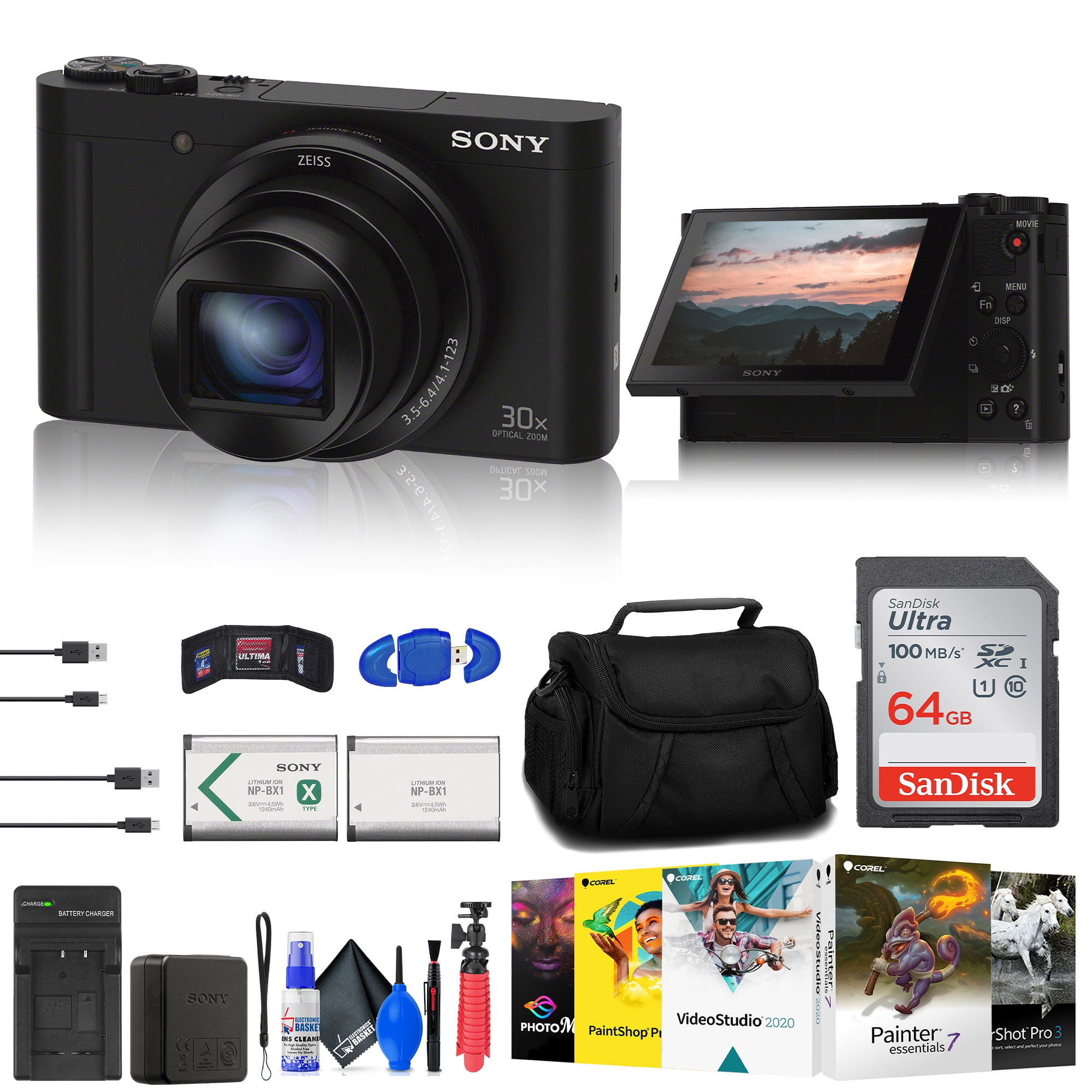 Sony Cyber-shot DSC-WX500 Digital Camera (DSCWX500/B) + 64GB Card