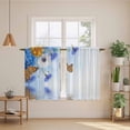 thumbnail image 2 of Blue Ombre Floral Kitchen Curtain for Berdoom Living Room Cafe 54 Inch Length, Spring Flowers Modern Art Tiers Curtains Light Filtering Drapes Rod Pocket Window Treatment 2 Panels 52"Wx54"L, 2 of 8