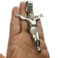 thumbnail image 3 of Mens Jesus Body Pendant Hip Hop Silver Tone Bling Crucifix Piece 3.5" Medium Size Charm, 3 of 5