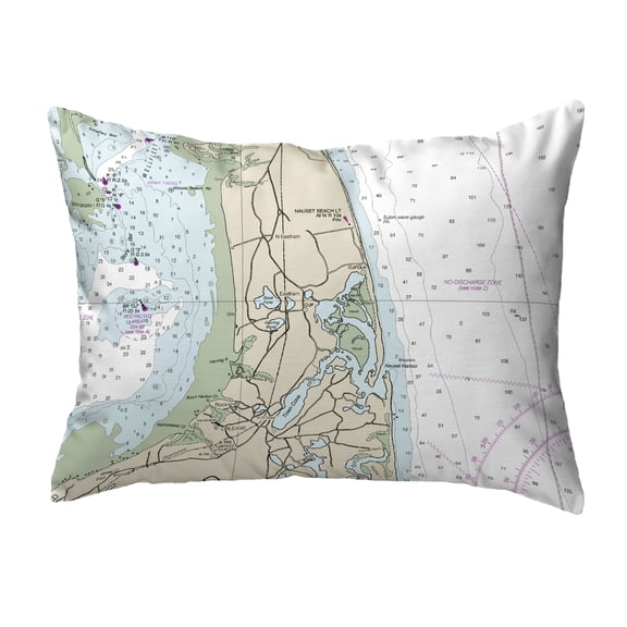 Betsy Drake KS13246NB 11 x 14 in. Cape Cod - Nauset Beach, MA Nautical Map Non-Corded Indoor & Outdoor Pillow