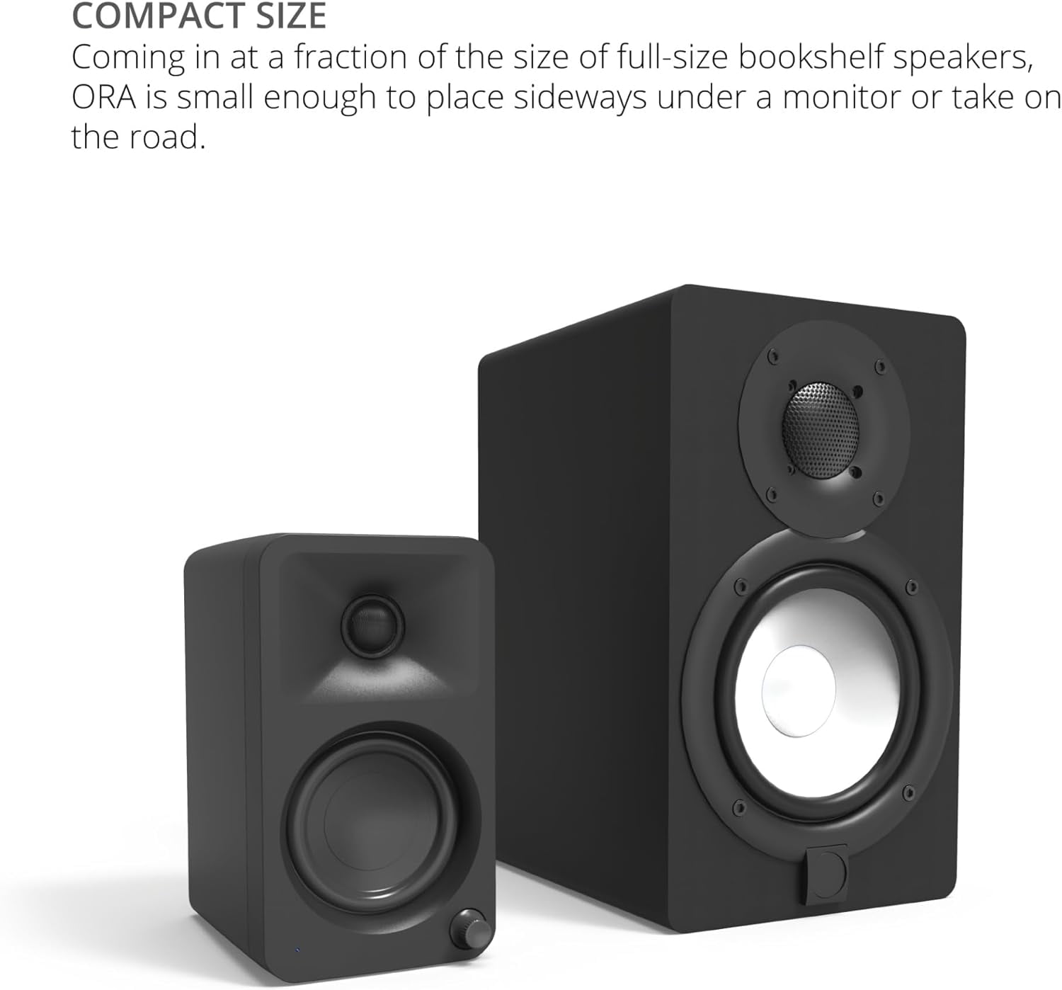 Kanto ORAMB Powered Reference Bluetooth Desktop Speakers - Black Pair with Kanto S2 Angled Desktop Speaker Stands for Small Speakers - Black Pair (2023)
