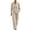 Beige, variant on Yuanlook Women's Coordinated Velvet Two Piece Outfit, Stand Collar Button Placket Top and Drawstring Wide Leg Pants for Weekend Errands and City Strolls S‑XXL