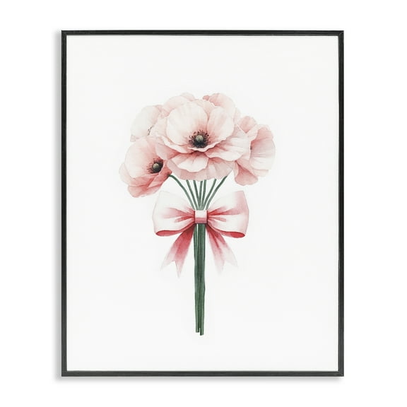 Stupell Industries Pastel Bouquet with Bow Plants & Flowers Painting Black Framed Art Print Wall Art, 11 x 14