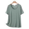 thumbnail image 4 of Besolor Plus Size Pajamas Tops for Women Summer Lightweight Casual Comfy Crewneck Short Sleeve Shirts Homewear, 4 of 5