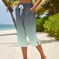 thumbnail image 2 of yillto Womens Capri Pants with Pockets Gradient Loose Workout Drawstring Cropped Pant Summer Casual Capris, 2 of 5