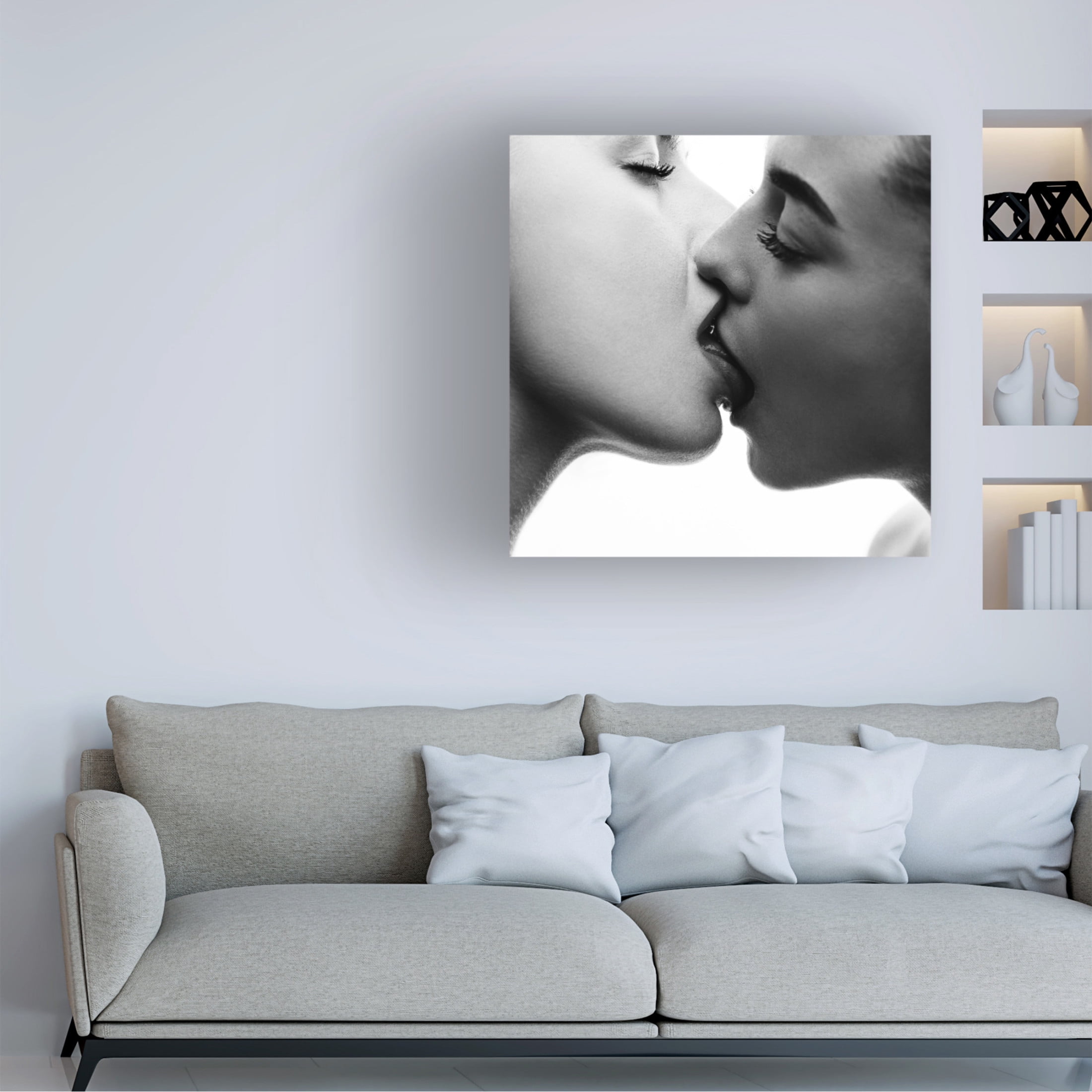 Canvas Wall Art - Martin Krystynek Mqep 'Kiss' Wall Art for Living Room, Bedroom, or Office Décor by Trademark Fine Art - 35 x 35 Inches