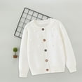 thumbnail image 3 of GEZHEN Toddler Boys Girls Cardigan Sweater Autumn/Winter Solid Color Knitted Jacket Party Birthday School Casual Loose Crewneck Sweater (White,12-18 Months), 3 of 5
