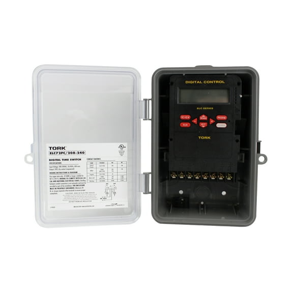 NSI Industries ELC72PC/208-240 Energy and Lighting Control Zone Time Switch, 208-240 VAC Timer Supply, 2 Channels, SPDT Output Contact