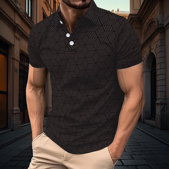 Fnnxeal Mens Polo Shirts, Collared Solid Lightweight Summer Casual Shirt With Short Sleeves Shirt for Men Black
