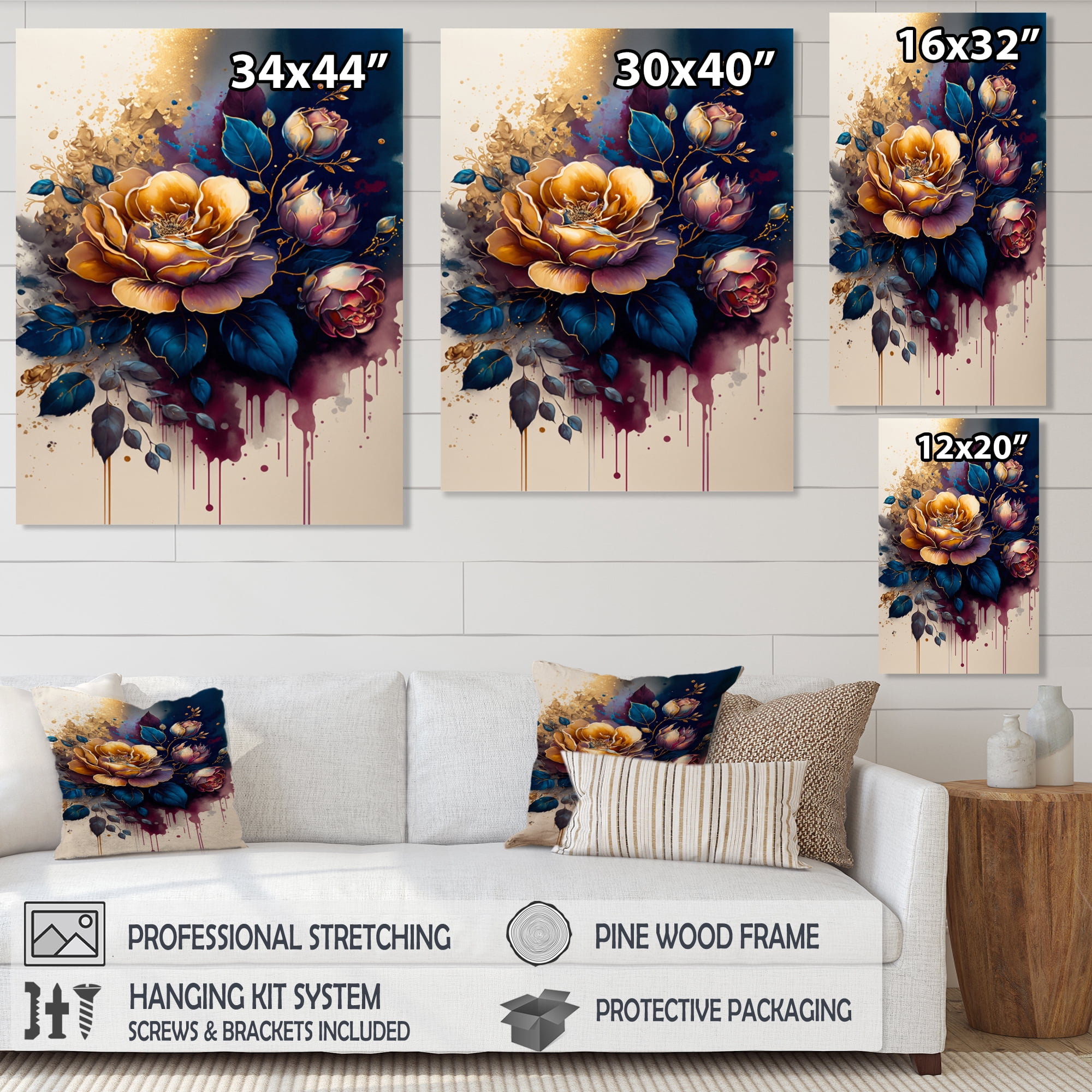 Designart Night Shade Rose Design I Canvas Wall Art