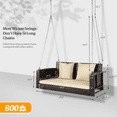 thumbnail image 2 of VINGLI 800 lbs Wicker Porch Swing Outdoor with Cushions & Extra Long Chains, 4FT Rattan Swing Bench, Brown, 2 of 7