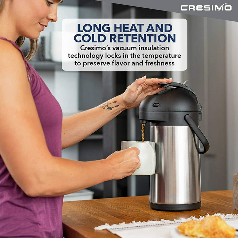 Cresimo 101 Oz (3L) Airpot Thermal Coffee Carafe/Lever Action/Stainles –  SHANULKA Home Decor