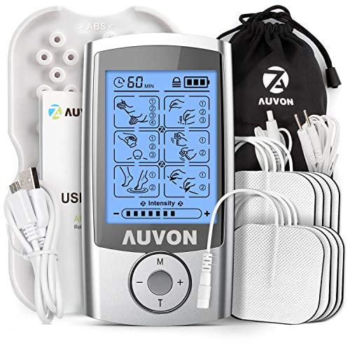 AUVON Rechargeable TENS Unit Muscle Stimulator, 3rd Gen 16 Modes TENS Machine with 8pcs 2"x2