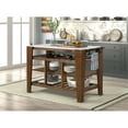 thumbnail image 3 of ACME Alaroa 3-Shelf Wooden Kitchen Island  in Marble and Rustic Brown, 3 of 4