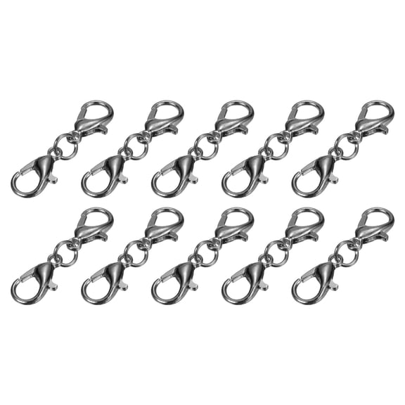 Bracelet Extender, 10Pcs - Double Lobster Claw Clasps Necklace Extenders, Connector Extension Clasp and Closure for DIY Making Jewelry Chain (25mm/0.98", Metallic Black)
