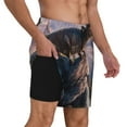 thumbnail image 2 of Naloa Sunset Cliff Dinosaur Print Men Swim Trunks with Compression Liner ,Board Shorts,Men's Swim Shorts with Drawstring and Elastic Waistband-X-Large, 2 of 6