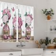 thumbnail image 4 of Rustic Farmhouse Pink Floral Kitchen Curtains 27.5Wx39H Inch Rod Pocket Flower Plant Cafe Curtains Spring Butterfly Botanical Country Wooden Small Bedroom Window Drapes Fabric 2 Panels, 4 of 4