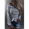 thumbnail image 3 of ABPHQTO Jersey de mujer de punto azul a rayas con lazo, 3 of 5
