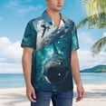 thumbnail image 3 of Balery Airplane Shark Camisas hawaianas de manga corta para hombre, camisas playeras de corte holgado, camisas de vacaciones con botones,3X-Large, 3 of 7