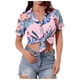thumbnail image 1 of Blusa de manga corta con cuello en V y estampado informal para mujer a la moda OAVQHLG3B Store  lin121212, 1 of 4