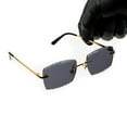 thumbnail image 4 of Retro 90'S Style Gold Wire Frame Rectangle Gem Cut Gray Tint Lens Men's Hip Hop Square Sunglasses, 4 of 5