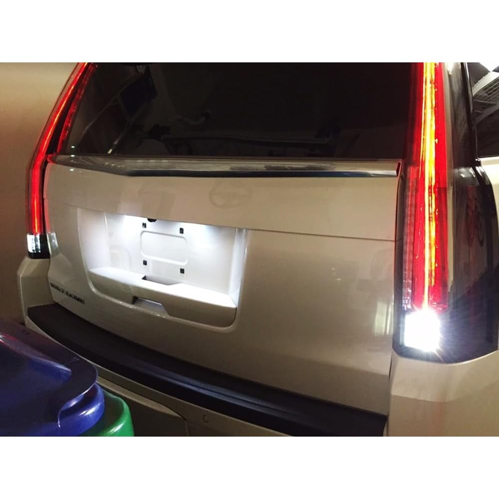 OEM-Fit 3W Full LED License Plate Light Kit For 2015-20 Cadillac Escalade ATS, GMC Yukon, Chevy Tahoe Suburban Equinox, 16-up Malibu, 18-SMD Xenon White LED & Can-bus Error Free
