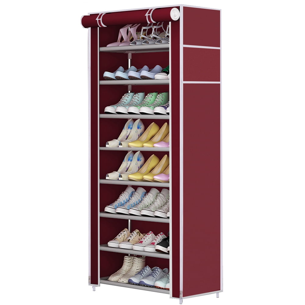 Private Jungle 8 Tier Shoe Storage Closet Organizer Rack with Cover, Free Standing, Holds 24 Pairs, Good for Sneakers, Flats, Heels & Boots,Burgundy Private Jungle 8 Tier Shoe Storage Closet Organizer Rack with Cover, Free Standing, Holds 24 Pairs, Good for Sneakers, Flats, Heels & Boots,Burgundy