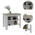 thumbnail image 5 of Knubmt Kitchen Island with 3 Open Shelves, Island Table for Living Room, Dining Room, Kitchen, White + Brown, 5 of 7