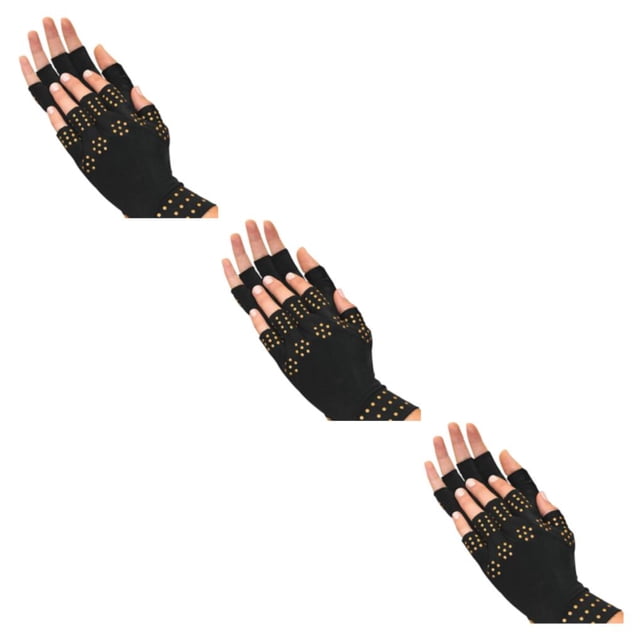 Sonducket Alivio del dolor con terapia magnética, guantes sin dedos, compactos y ligeros, amplias aplicaciones, punto dorado negro Type1 NO1