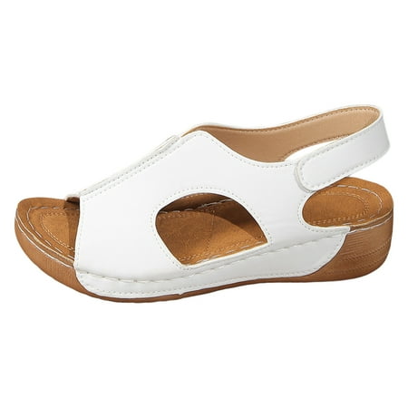 

Jungdeepe Ladies Summer Retro Solid Colour Sandals for Women Go Walk Women s Sandals Women s Steel Toe Shoes Low Wedge Sandals for Women Closed Toe And Striped Shoes Sandals for Women Open Toe Strap