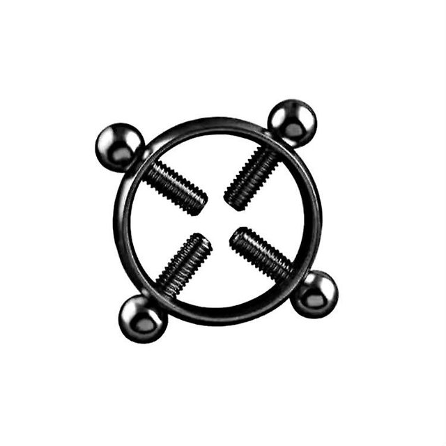 Mujeres niñas pecho joyería tornillo de acero inoxidable redondo falso pecho cadena pezón barra anillo cuerpo piercing joyería negro fiesta decoración (4 piezas, ShuxiuWang 8390613432346