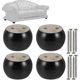 thumbnail image 1 of 50mm Height Eucalyptus Black Round Bun Wooden Furniture Legs - 4pcs for Sofa, Bed, Armchair & Cabinet, 1 of 5