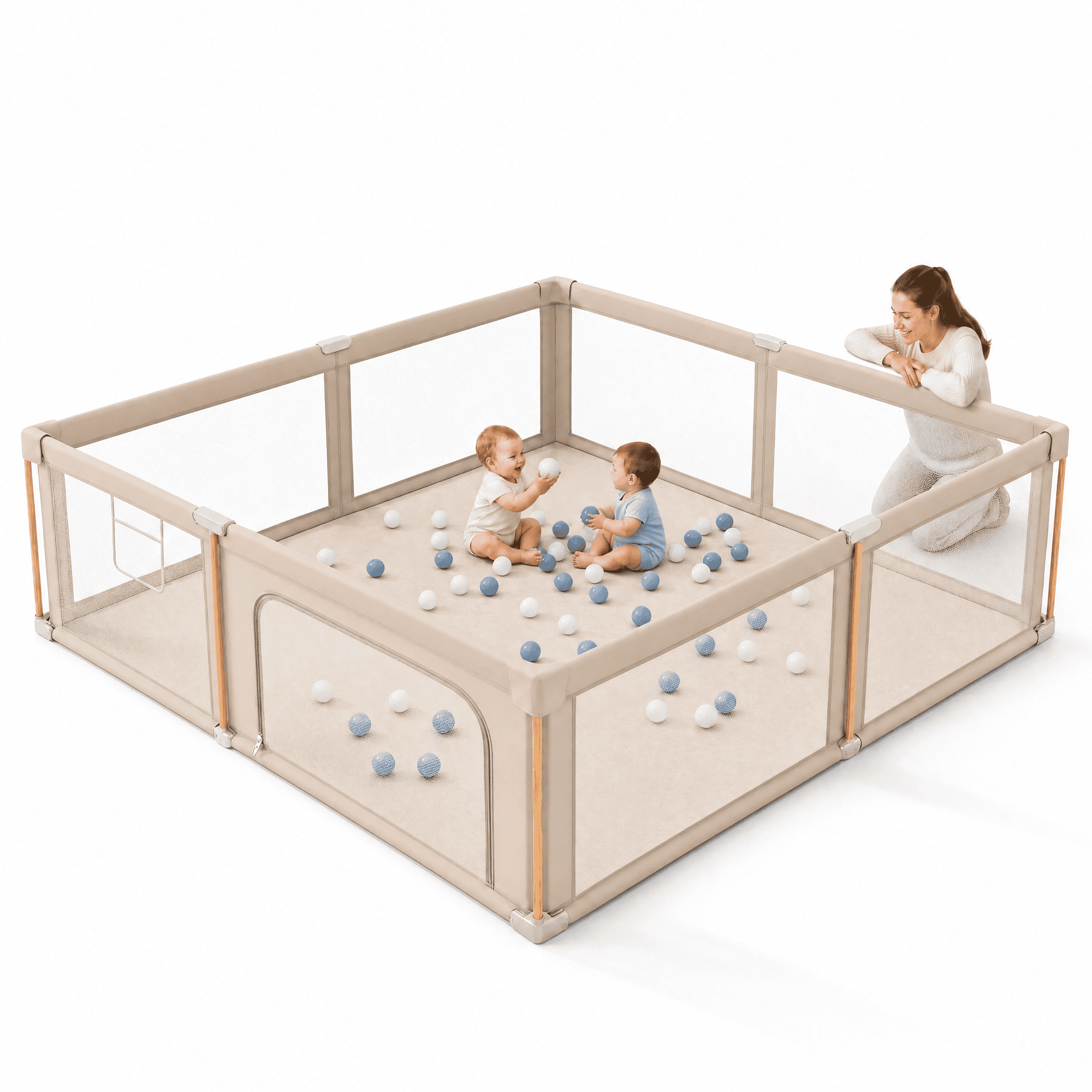 Foldable Baby Playpen with Mat for Babies and Toddlers, 79"x59"x27" Breathable Mesh Baby Playard for Fence Indoor and Outdoor