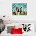 thumbnail image 5 of Acheng Easter Bunny Butt Wall Art For Living Room/Bedroom, Canvas Bathroom Decor Wall Art Kitchen Office Framed Wood  Picture, Easter Egg Daisy Aqua Wood Grain  16x12in, 5 of 6
