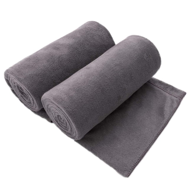 Toalla de baño JML de microfibra, paquete de 2 unidades, 30 x 60 cm, suave y absorbente, color gris