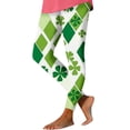 thumbnail image 5 of lcziwo St Patricks Day Leggings for Women Casual Stretchy High Waisted Yoga Pants Novelty Shamrock Print Running Leggings Full Length Tight Trousers Green M, Clearance Sale, 5 of 6
