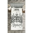 thumbnail image 3 of Ambesonne Queen Quilted Bedspread Set 2 Pcs, Crown Lettering Baroque, Twin Size, Black and White, 3 of 3