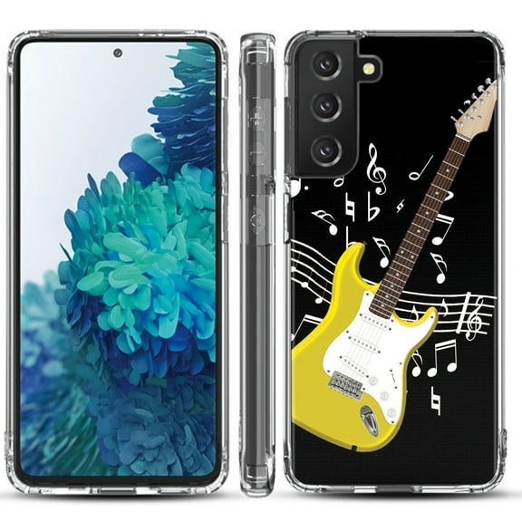 Shockproof Hybrid Bumper Phone Case for Samsung galaxy S21  5G / S21 Plus 5G, by OneToughShield ® - Guitar Yellow