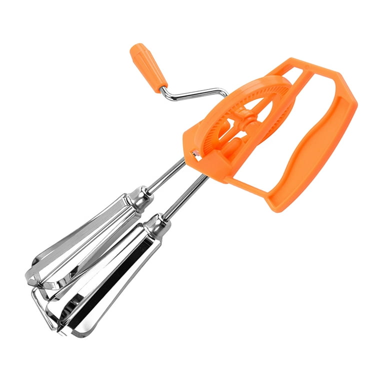 Hand Crank Egg Beater Stainless Steel Rotary Hand Whisk Manual Egg Mixer Kitchen Cooking Tool, Size: 25.5*13*6.5cm, White