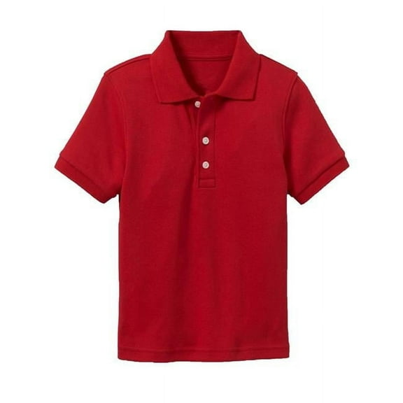 Boys Uniform Polos Short Sleeve T-Shirt, Red - Medium - Case of 24