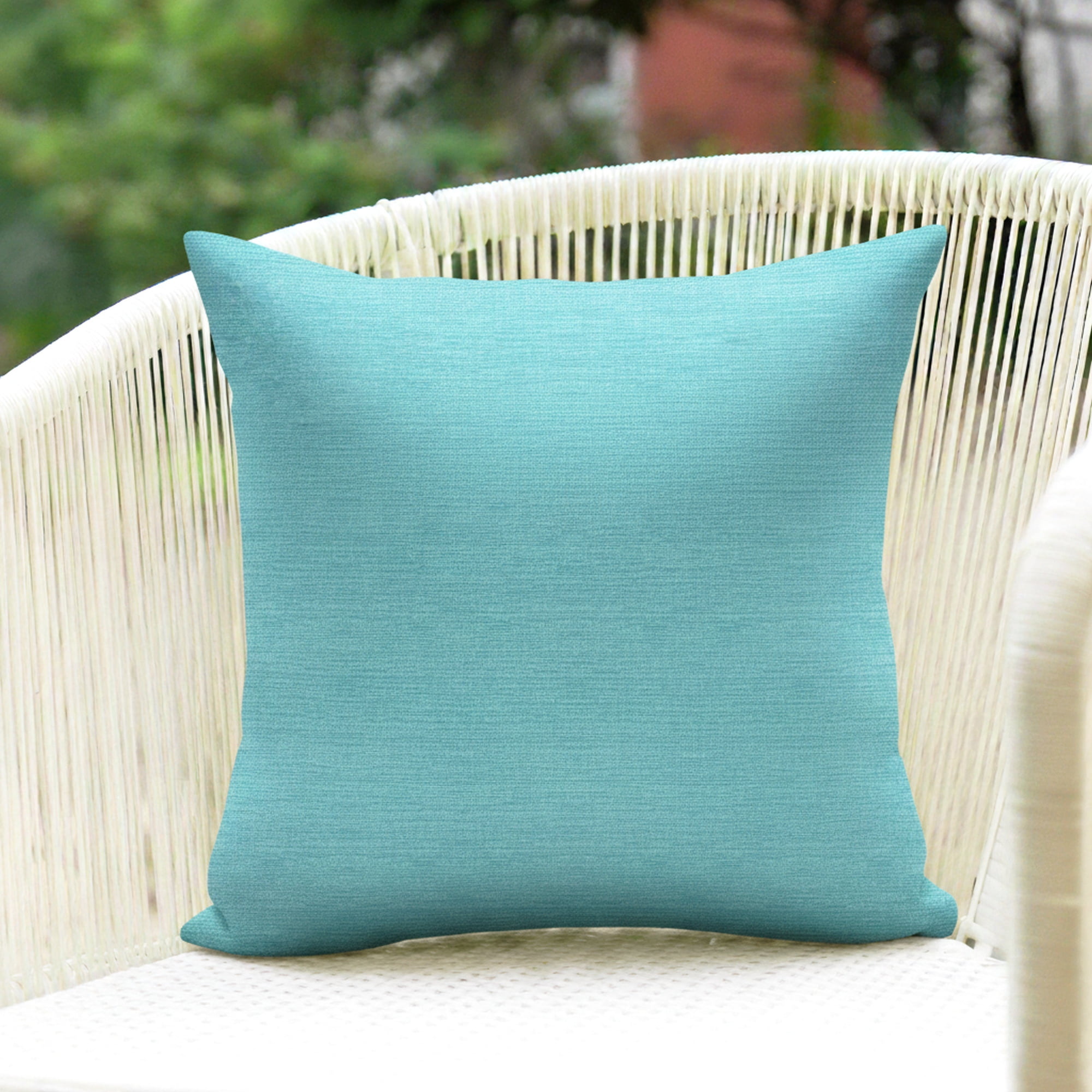 Mainstays 16 in x 16 in Solid Aqua Texture Outdoor Pillow, Aqua Blue