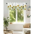 thumbnail image 3 of Yellow Sunflower Floral Kitchen Valances for Windows Sage Green Eucalyptus Leaf Valance Curtains&nbsp; for Kitchen /Living Room/Bedroom/ Bathroom Decor, 54"x18 " ,Rod Pocket 1 Panel, White, 3 of 7